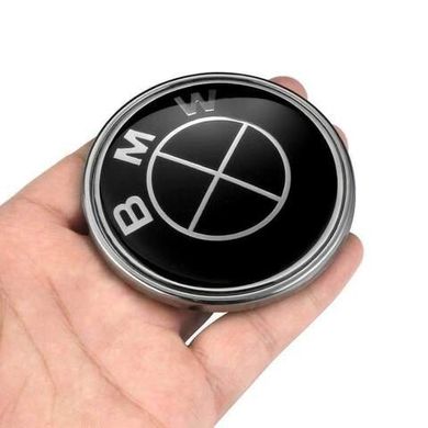Эмблема чисто чёрная BMW 45/68/74/82 мм, На багажник 74мм ( Цена за 1шт.)