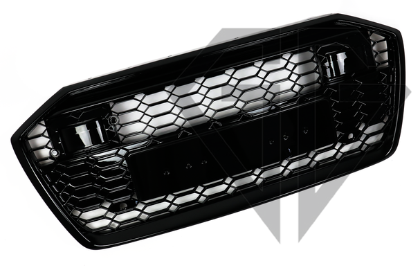 Решетка радиатора на Audi A6 C8 (2018-2022) Черная без эмблемы в стиле RS6 под дистроник