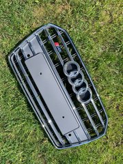 Решетка радиатора Audi A6 2014-2018 год Серая с хромом (в стиле S-Line)