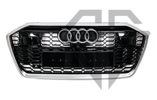 Решітка радіатора на Audi A6 C8 (2018-2022) під дистронік у стилі RS6 Чорна з сірим