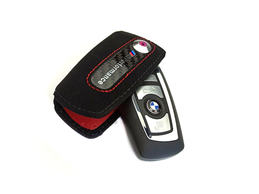Чехол для смарт ключа "BMW" Performance F01 F07 F10 F20 F25 F30 F32 F34 F36, Черный : красная строчка