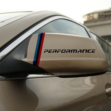 Наклейки на зеркала BMW "Performance" / E39 E46 E60 E70 E90 F10 F15 F20 F25 F30, Белый