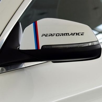 Наклейки на зеркала BMW "Performance" / E39 E46 E60 E70 E90 F10 F15 F20 F25 F30, Белый