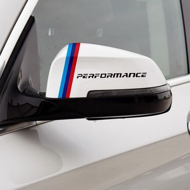 Наклейки на зеркала BMW "Performance" / E39 E46 E60 E70 E90 F10 F15 F20 F25 F30, Белый