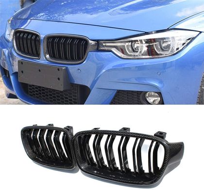 Решетка радиатора BMW F30 F31 (2012-2018) карбоновые ноздри