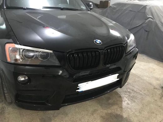 Решетка радиатора ноздри (дорестайл) для BMW X3 F25  Чёрный глянец (2010-2014)